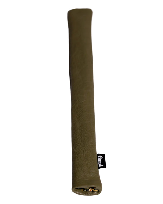 green leather alignment stick cover